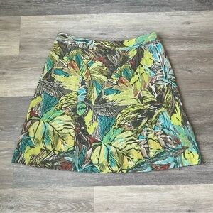 NWT Christopher & Banks linen blend tropical print side zip skirt, 12 petite.